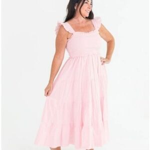 Ruffle Butts Smocked Flutter Strap Midi Gingham Dress